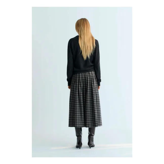 Dione Wool plaid skirt | Dark grey