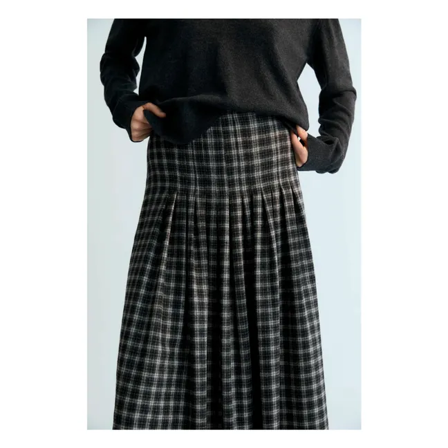 Dione Wool plaid skirt | Dark grey