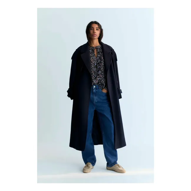 Manteau Flavia Laine Recyclée | Bleu marine