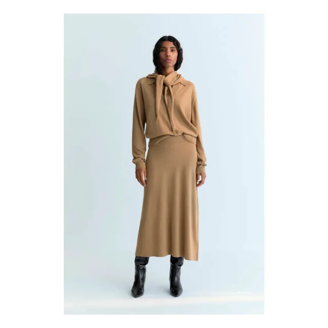 Agatha Polopullover Extrafeine Wolle Recycelt | Kamelbraun