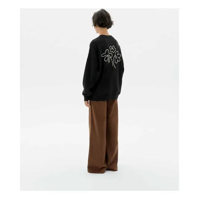 Sudadera Cuerda Flor Jimena Algodón Ecológico | Negro