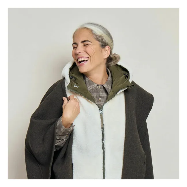 Chaqueta reversible con capucha y efecto cizalla | Verde Kaki