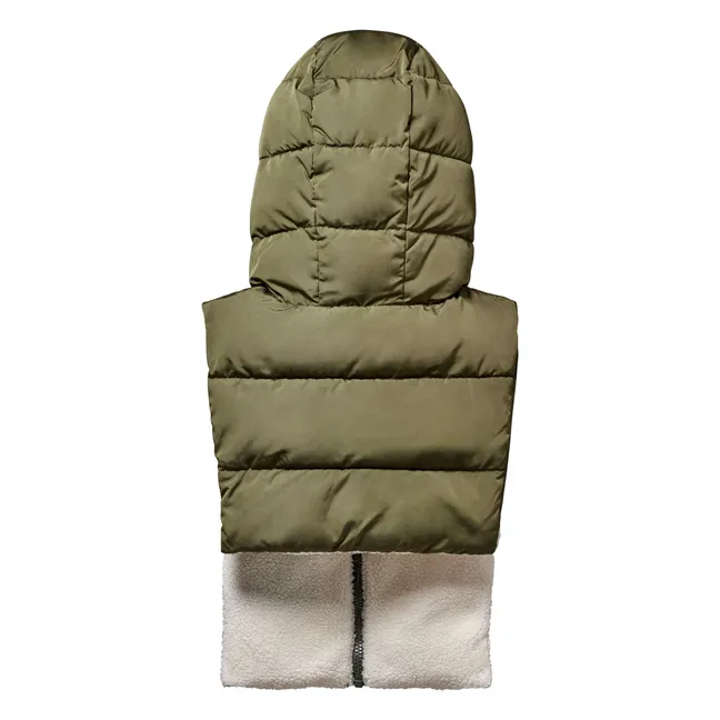 Chaqueta reversible con capucha y efecto cizalla | Verde Kaki