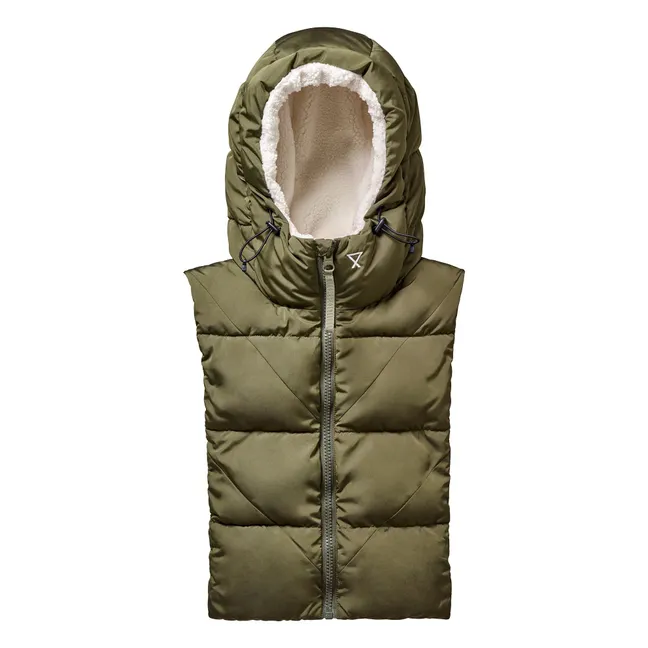 Chaqueta reversible con capucha y efecto cizalla | Verde Kaki