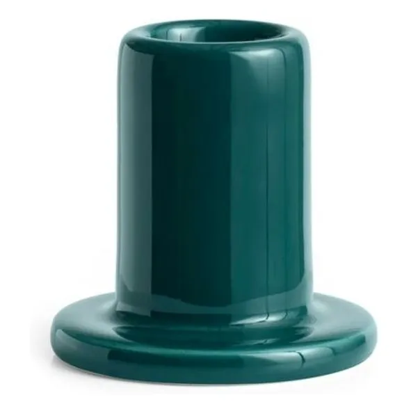 Bougeoir Tube en faïence | Vert foncé- Image produit n°0
