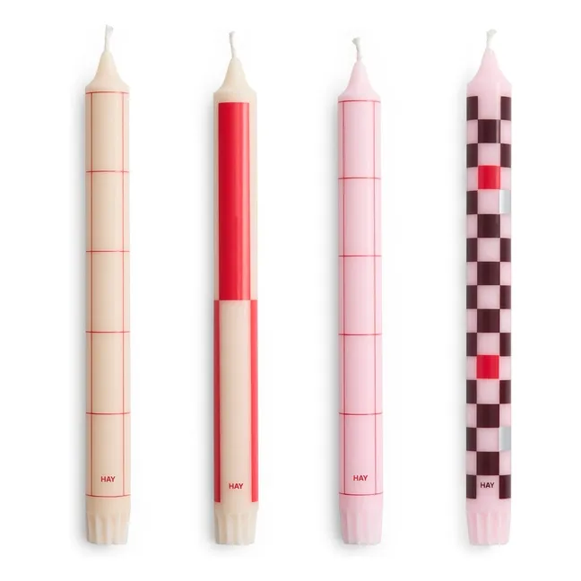 Candele con motivo - Set di 4 candele | Rosso