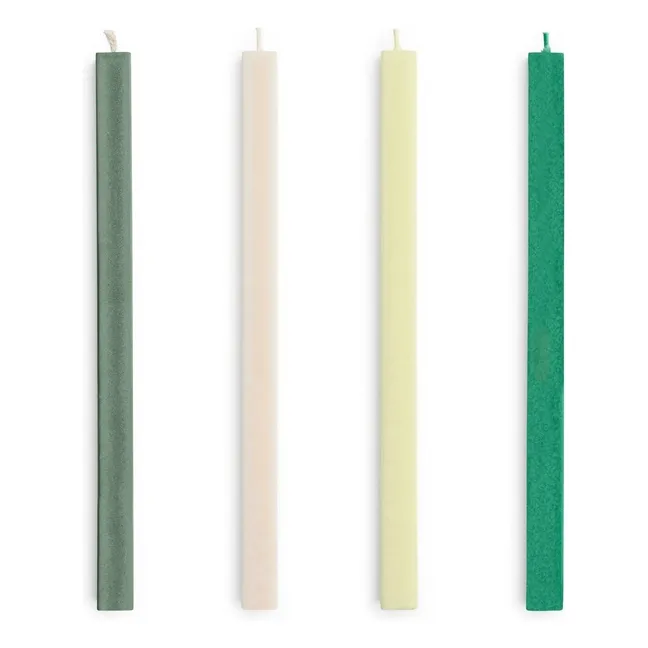 Quadratische Kerzen - 4er-Set | Grün