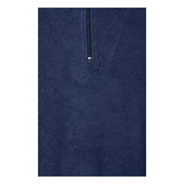 Sweat Col Zippé Bobypark Bouclette Coton Bio | Bleu foncé