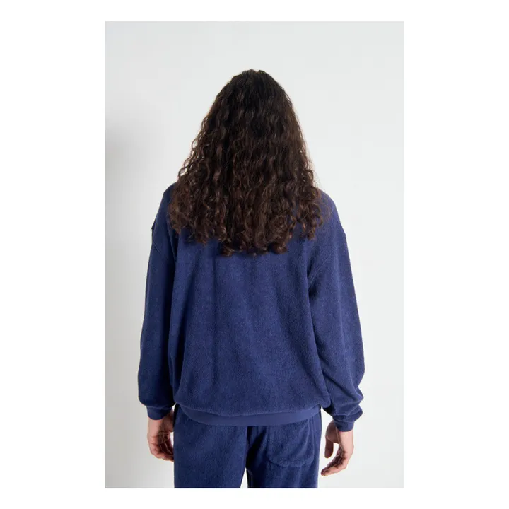 Sweat Col Zippé Bobypark Bouclette Coton Bio | Bleu foncé- Image produit n°7