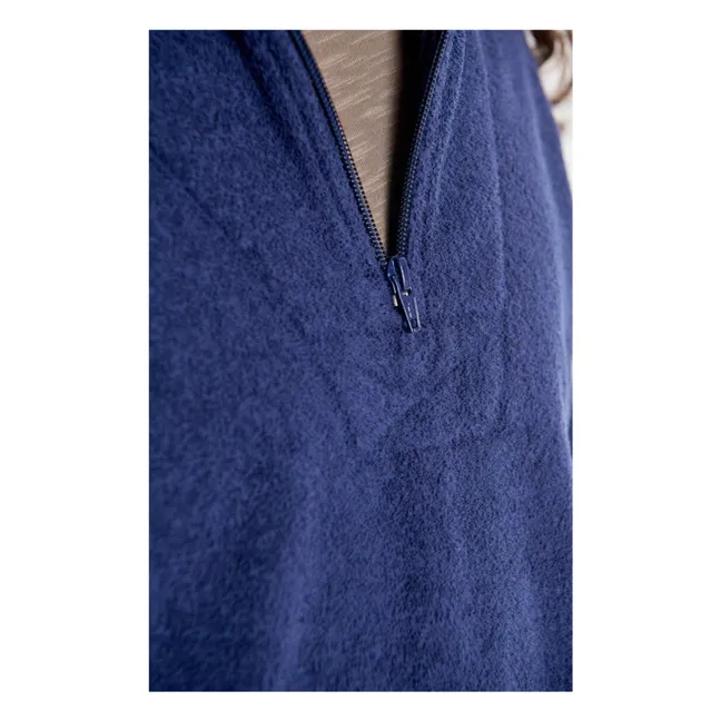 Sweat Col Zippé Bobypark Bouclette Coton Bio | Bleu foncé