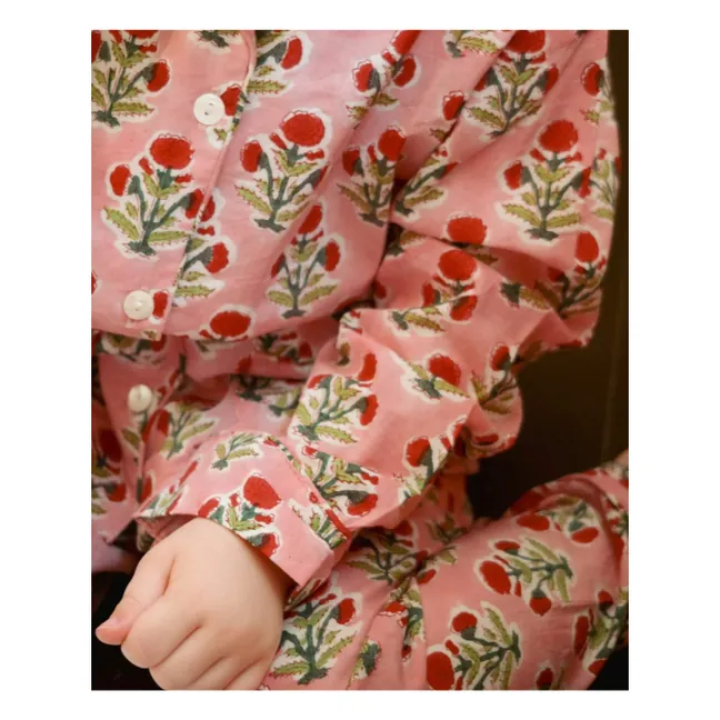Pyjama Nuit Fleuri Coton Bio - Collection Enfant | Rose