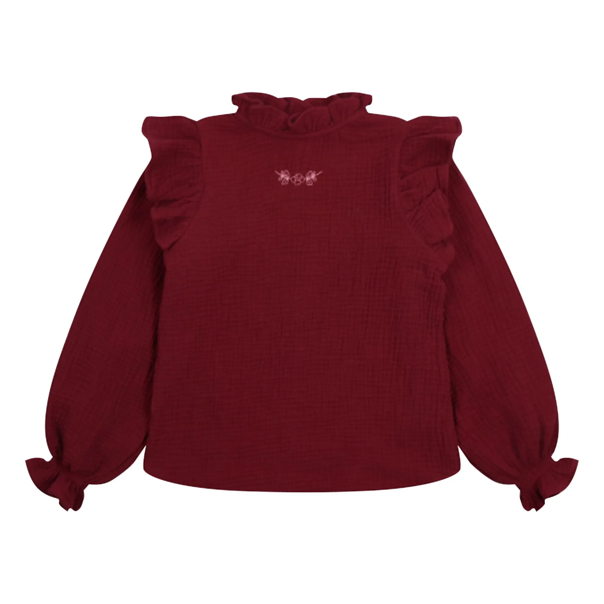 The New Society Burgundy Maitea Double Cotton Gauze Blouse