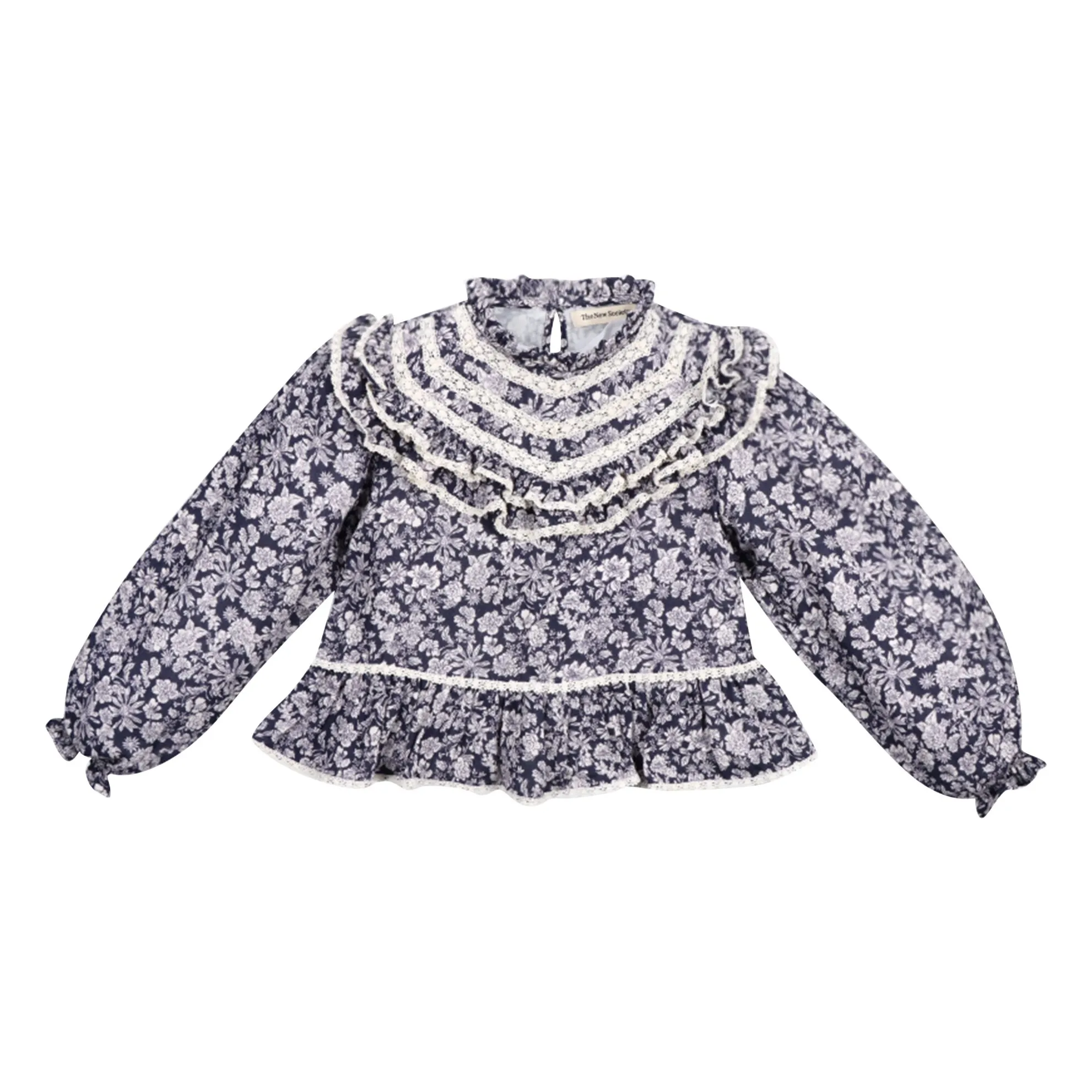 The New Society Navy Blue Lilth Blouse Double Cotton Gauze Floral