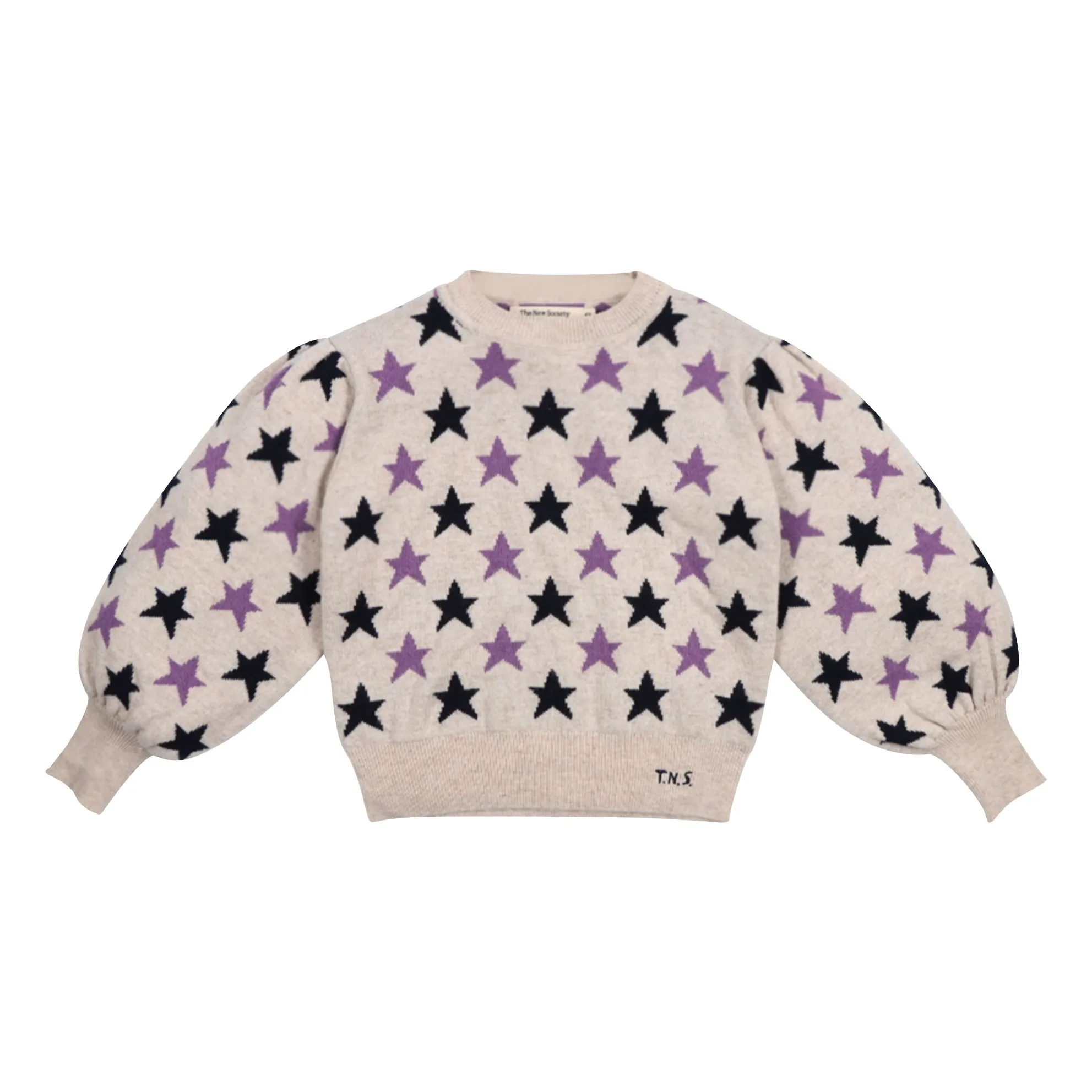 The New Society Beige Ximena Etoiles Wool And Recycled Fiber Sweater