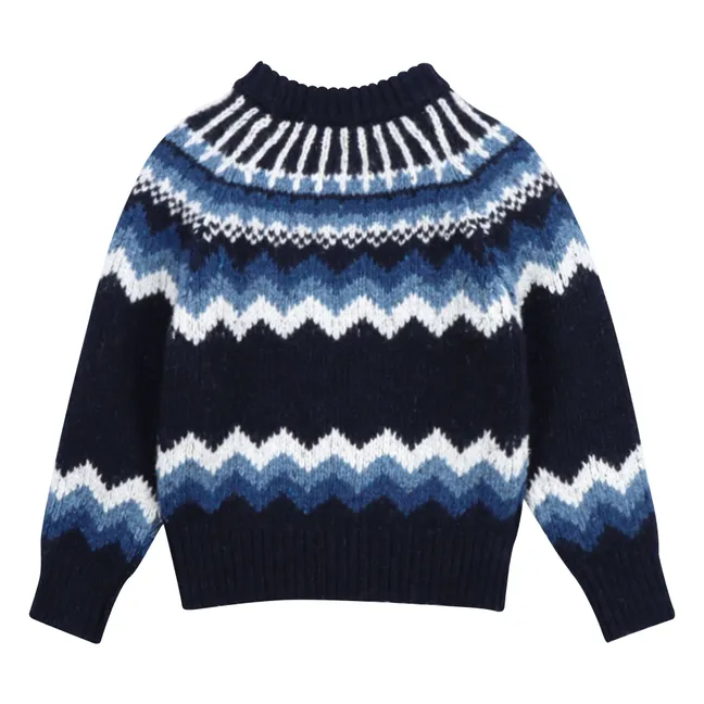 Lucas Wool and Recycled Fiber Sweater | Navy blue