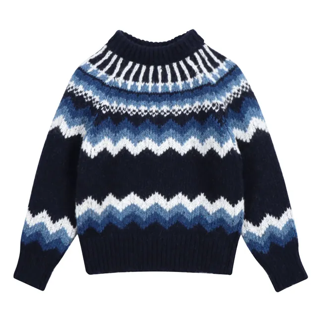 Maglione Lucas in lana e fibre riciclate | Blu marino