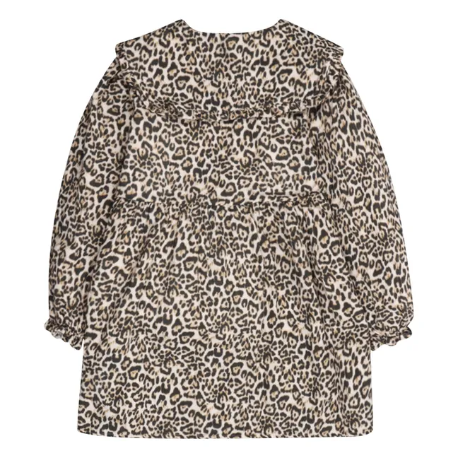 Robe Nelia Léopard Double Gaze de Coton | Beige