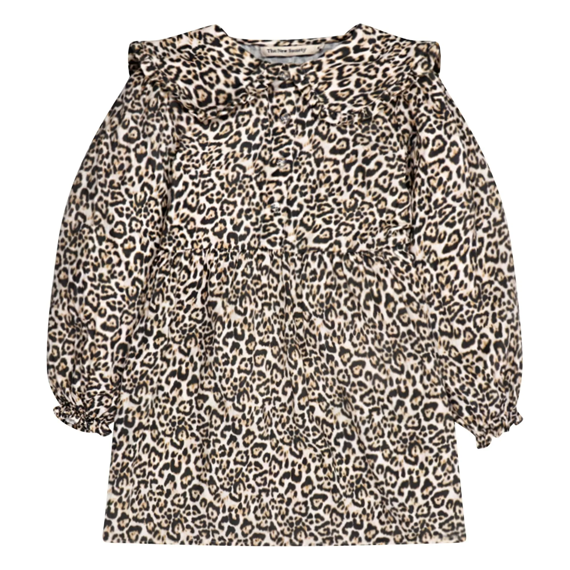 The New Society Beige Nelia Leopard Double Cotton Gauze Dress
