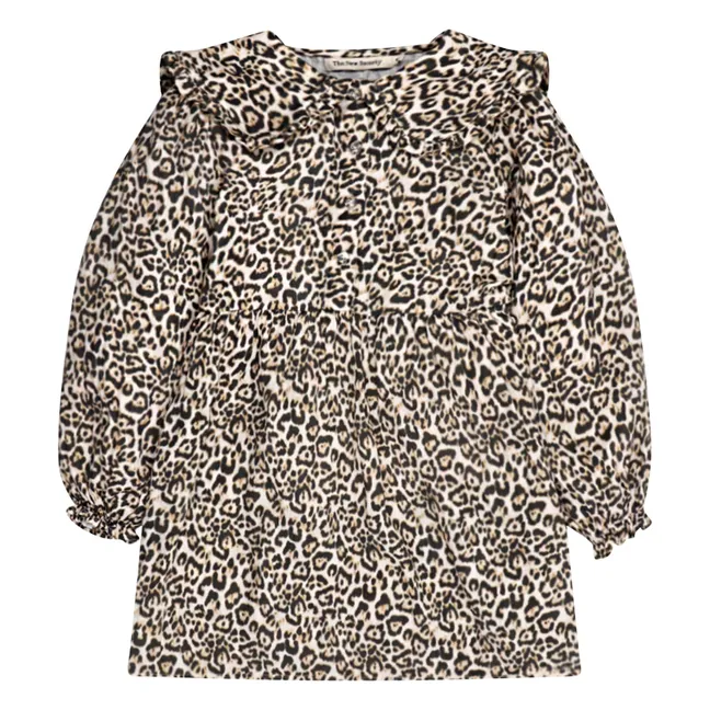 Robe Nelia Léopard Double Gaze de Coton | Beige