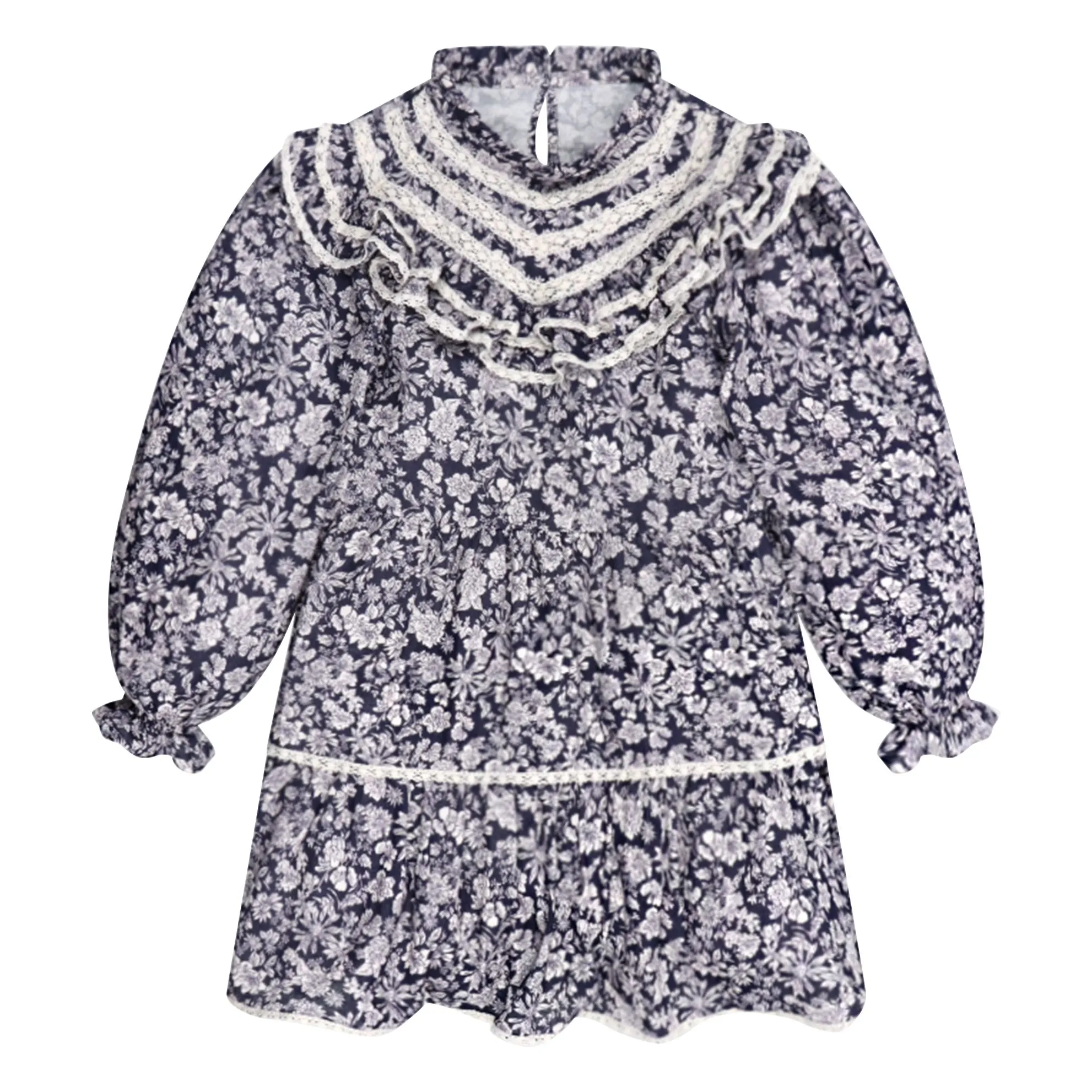 The New Society Navy Blue Lilth Fleurie Double Cotton Gauze Dress