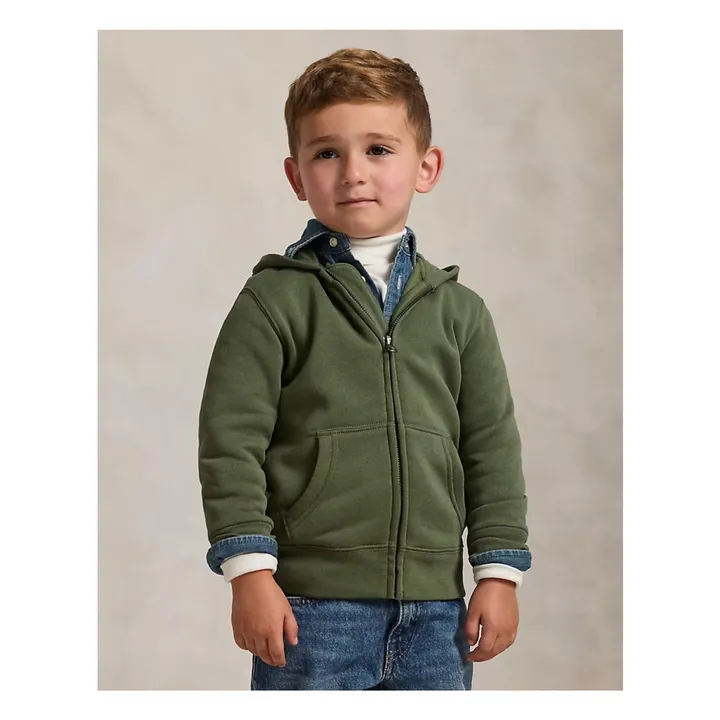 Sweat Zippé Logo | Vert kaki- Image produit n°0