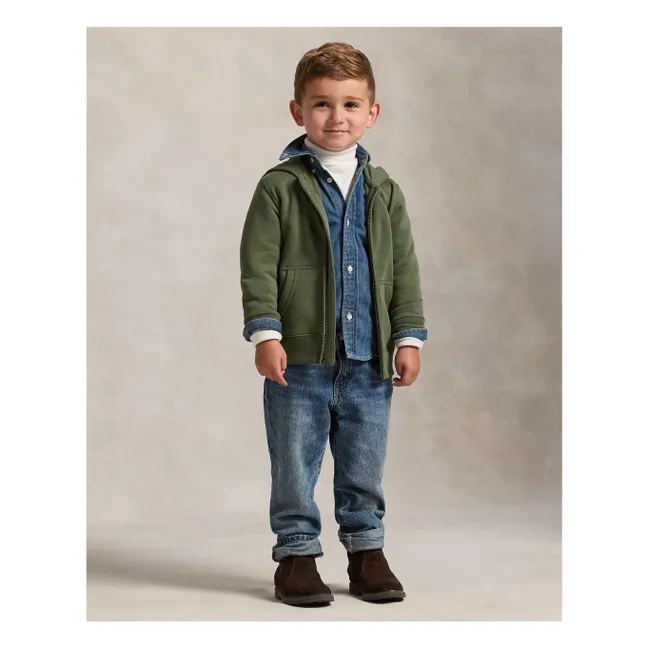 Sweat Zippé Logo | Vert kaki