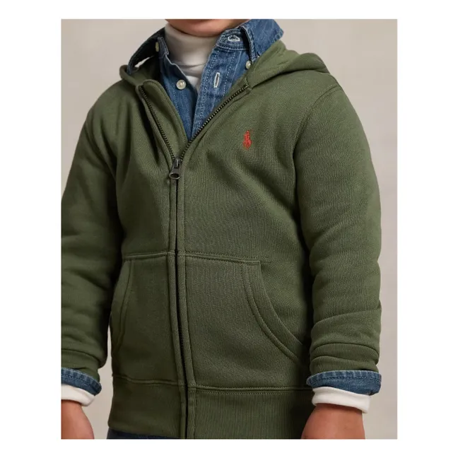 Sweat Zippé Logo | Vert kaki