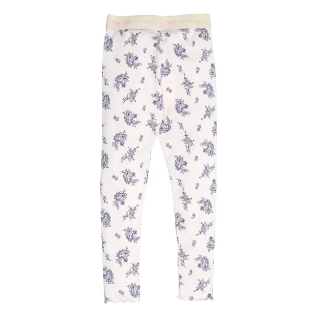 Legging Côtelé Fleuri | Beige