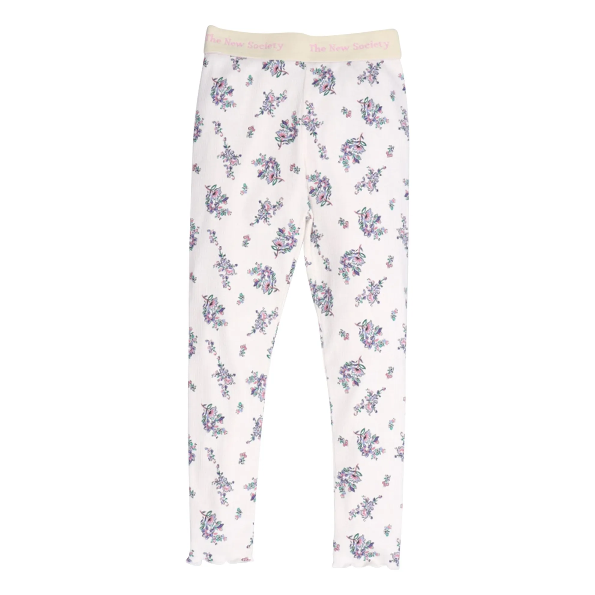 The New Society Beige Floral Ribbed Legging