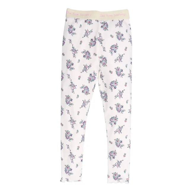 Legging Côtelé Fleuri | Beige