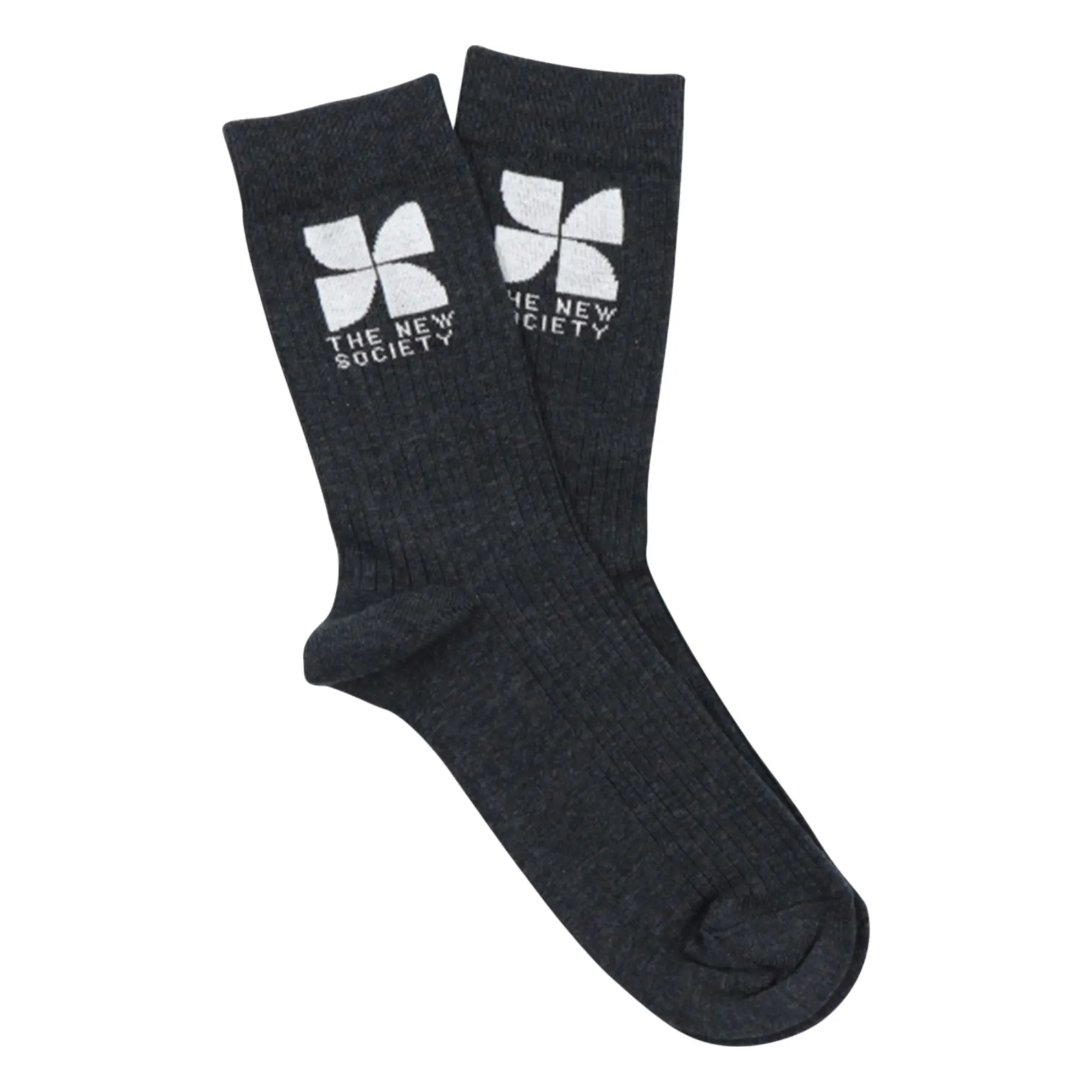 The New Society Heather Grey Logo Socks