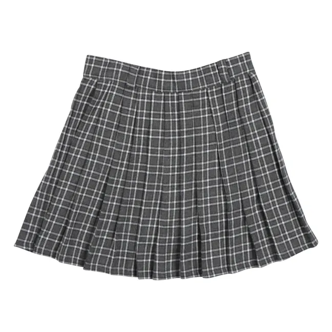 Gonna Martina Cotone organico a quadri | Grigio scuro