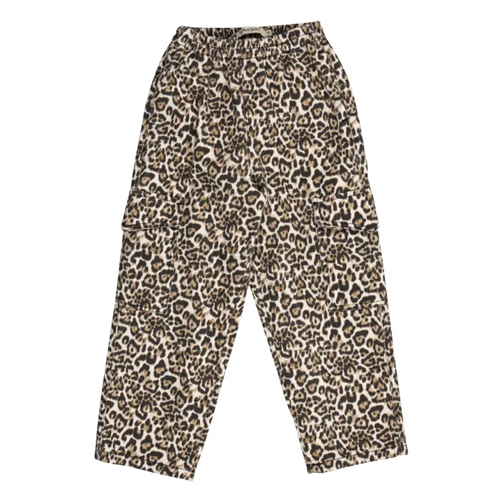 Pantalon Nelia Léopard Coton Bio | Beige- Image produit n°0