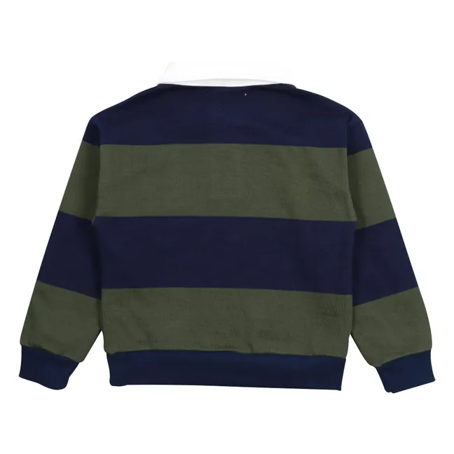 Tomas organic cotton striped polo shirt | Navy blue
