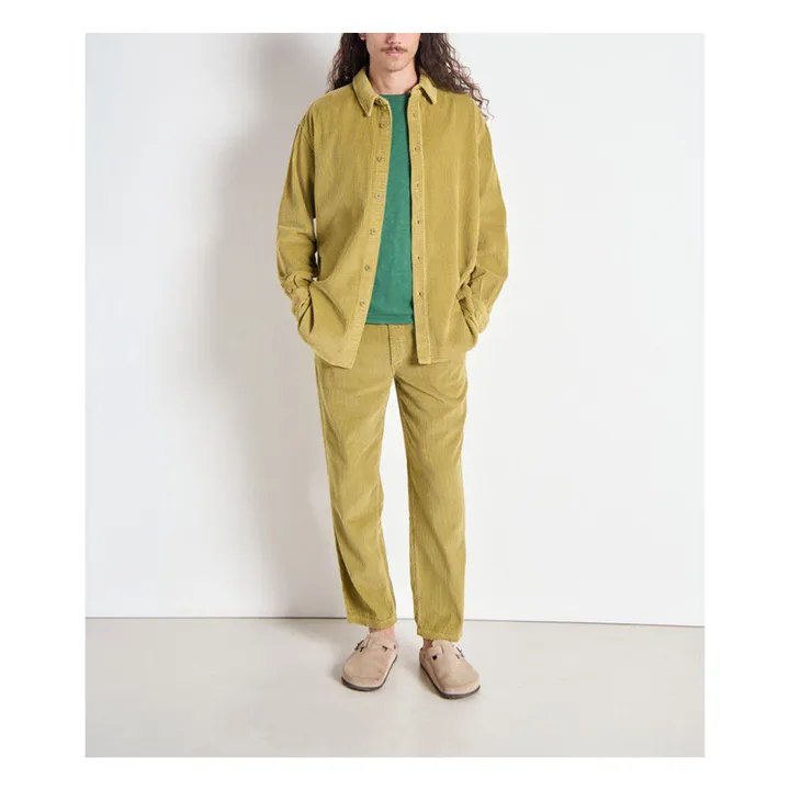 Pantalon Padow Velours | Vert kaki clair- Image produit n°1