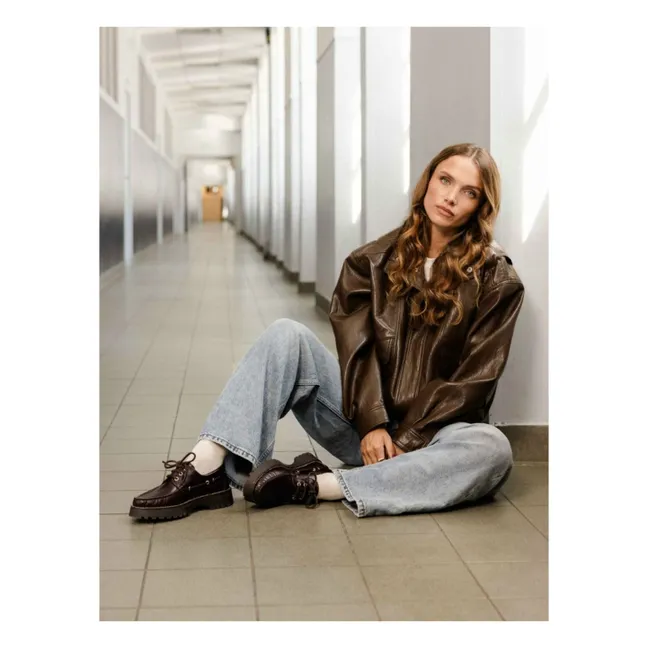 Benthe Leather Boat Shoes | Coffee