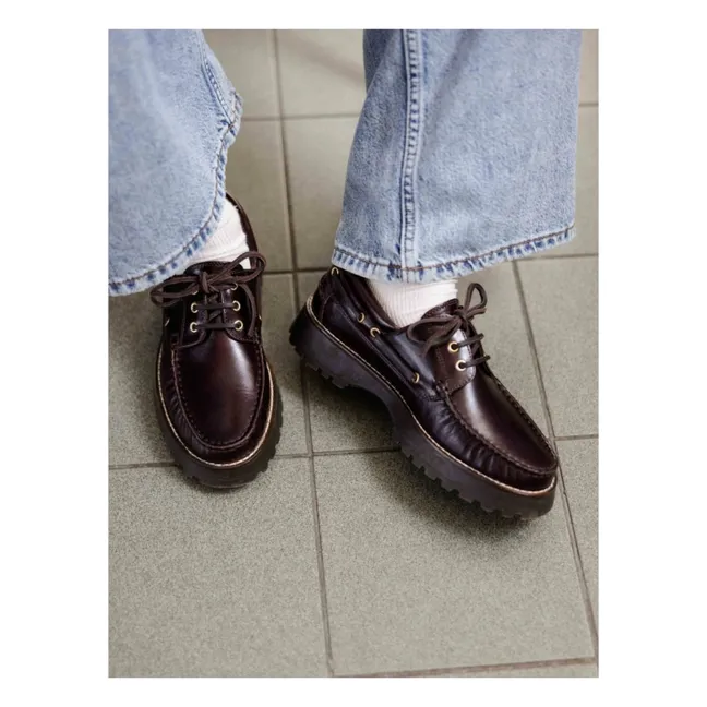 Benthe Leather Boat Shoes | Coffee
