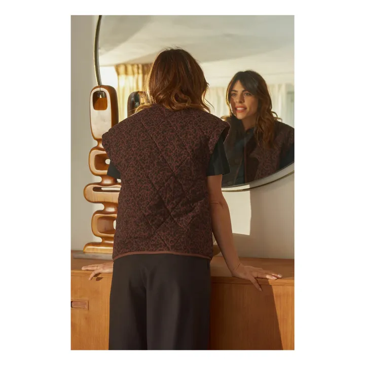 Veste Sans Manches Charlie Léopard Double Gaze de Coton - Collection Femme | Chocolat- Image produit n°6