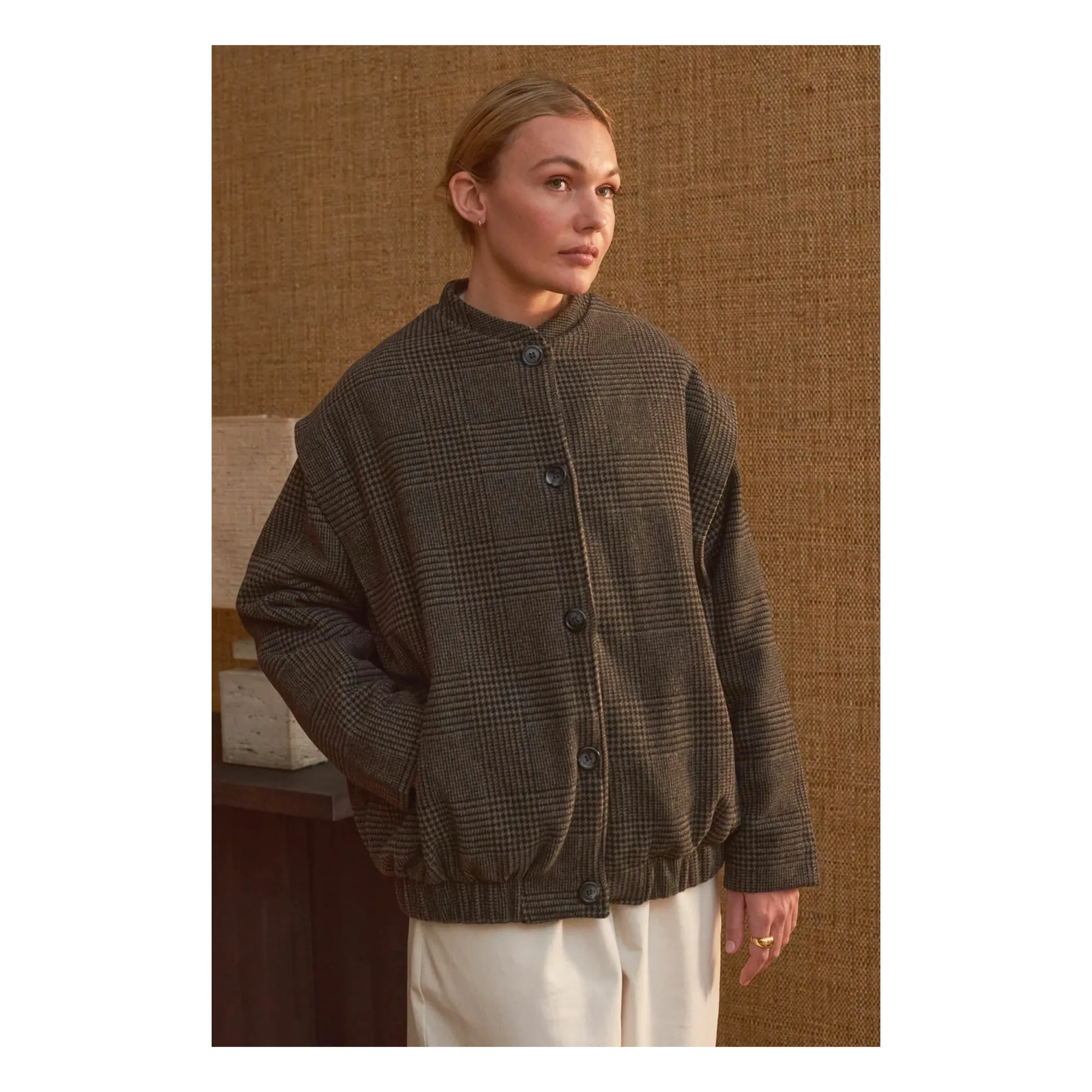 Marlot Paris Women's Grey Philo Carreaux Wool Coat - Collection