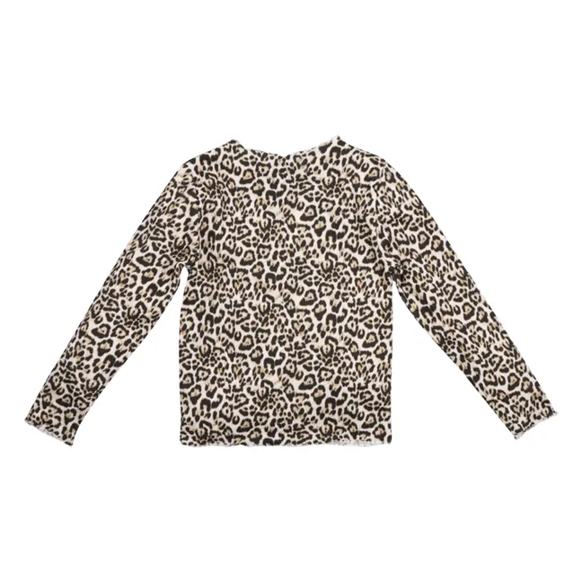 T-shirt Côtelé Léopard | Beige