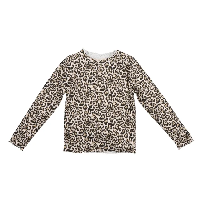 T-shirt Côtelé Léopard | Beige