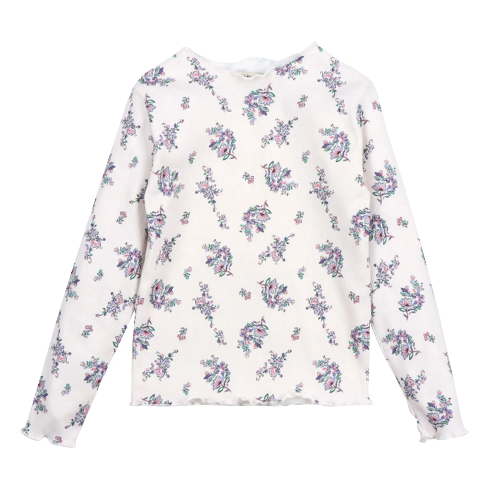 The New Society Beige Floral Ribbed T-Shirt