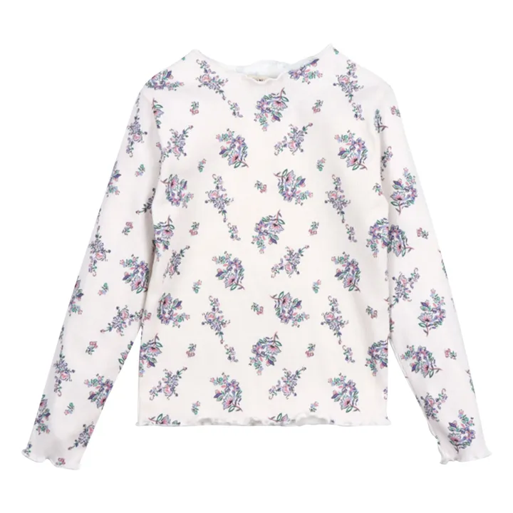 T-shirt Côtelé Fleuri | Beige- Image produit n°0