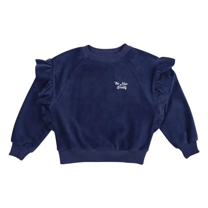 Sweat Clau Velours Coton Bio | Bleu marine- Image produit n°0