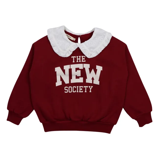 Angela Claudine Neck Sweat Organic Cotton | Burgundy
