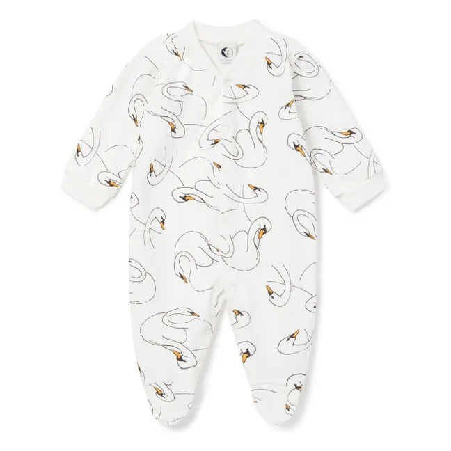 Pyjama mit Schwanenfüßen aus Bio-Baumwolle | Weiß
