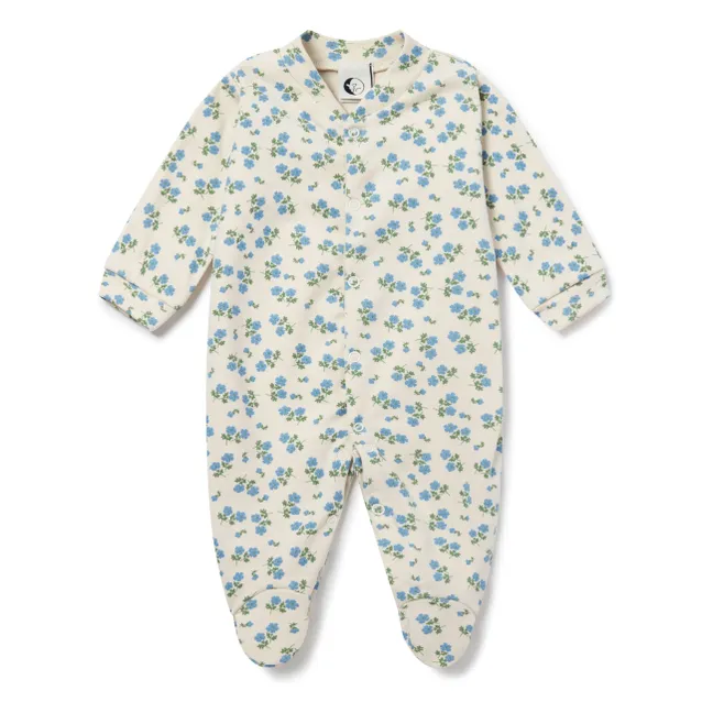 Pyjama avec Pieds Fleurs Coton Bio | Cremefarben