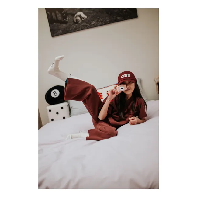 Joggers larghi in cotone biologico colorblock | Bordeaux