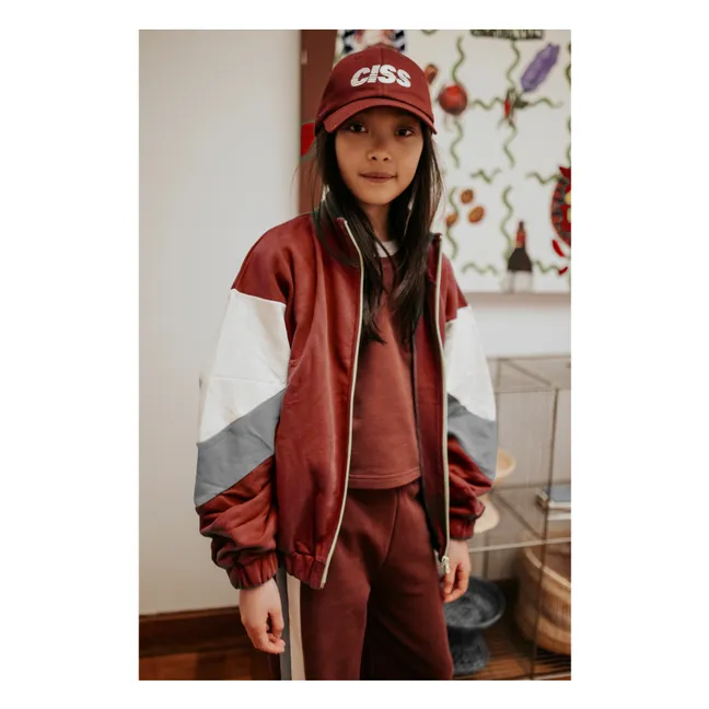 Chaqueta de algodón orgánico Colorblock | Burdeos