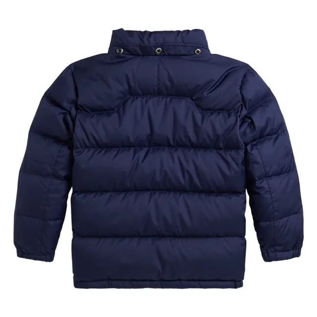 Recycelte Faser Logo Daunenjacke | Navy